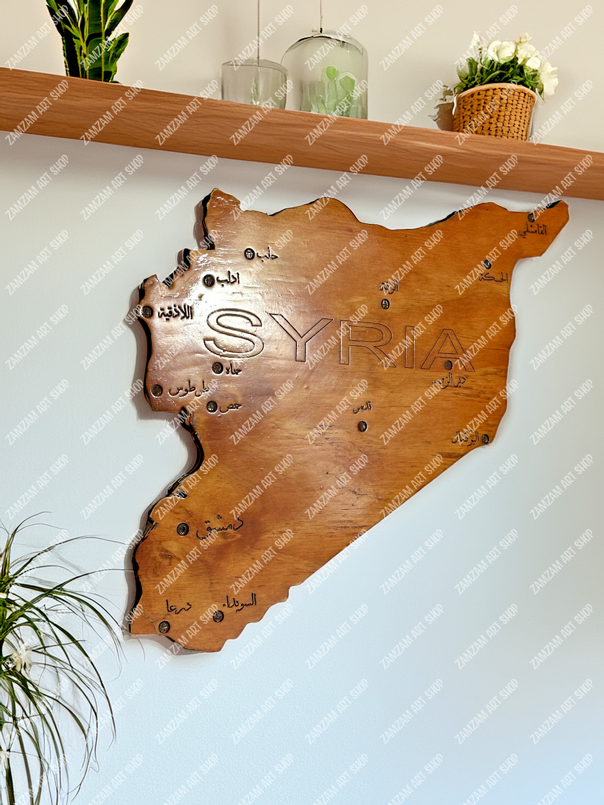 Wooden Map of Syria, Home Decor, Birthday Anniversary Gift خريطه سوريا