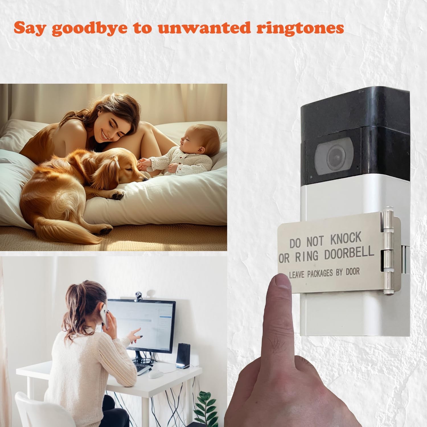 LJSCARE Front Door No Soliciting Sign Do Not Knock Or Ring Doorbell Sign – E…