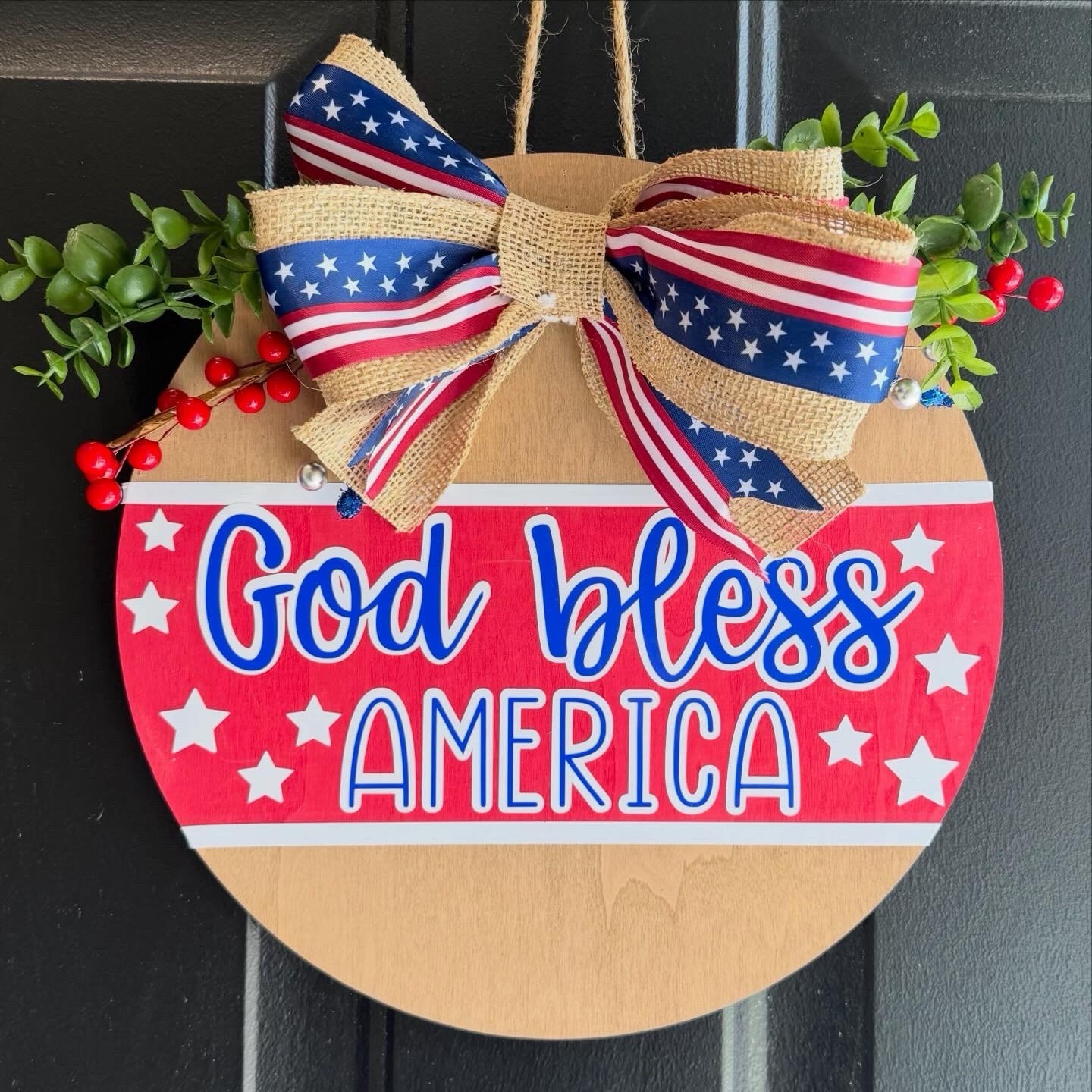 Fourth Of July Door Decor, Wooden Door Hanger For 4th Of July Independence Day
