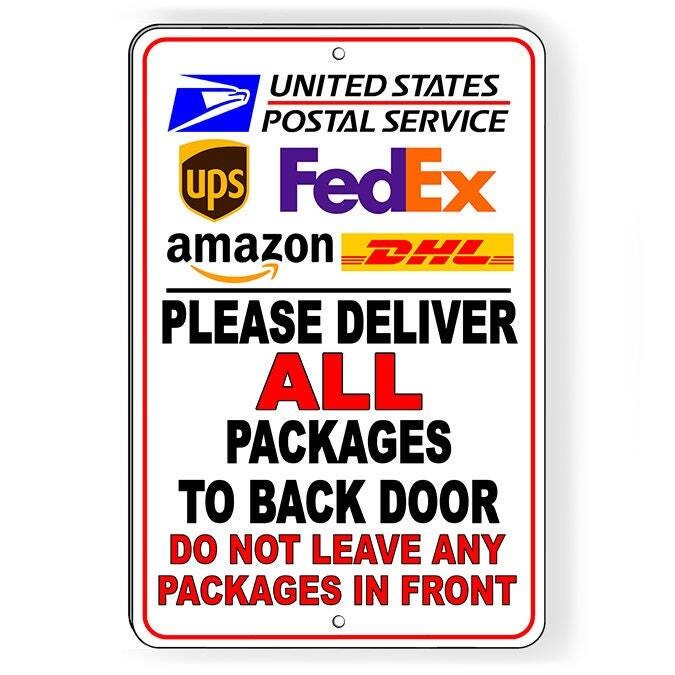 Deliver Packages Back Door Do Not Leave In Front Sign Magnetic Sign Decal I161