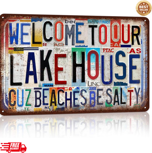 Vintage Lake House Wall Decor Metal Sign Tin Signs Poster – Welcome to Our Lake
