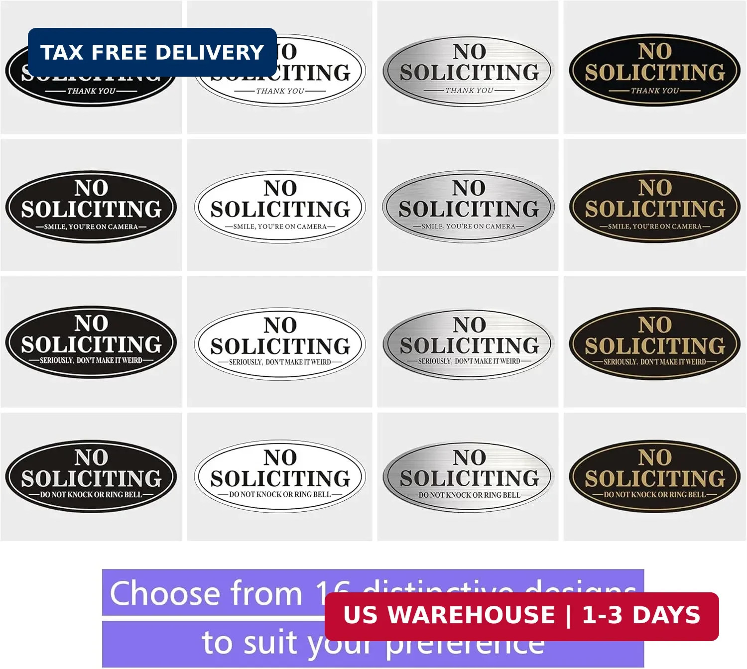 (2 Pack) No Soliciting Sign for House, Self Adhesive No Soliciting Sign for Fron