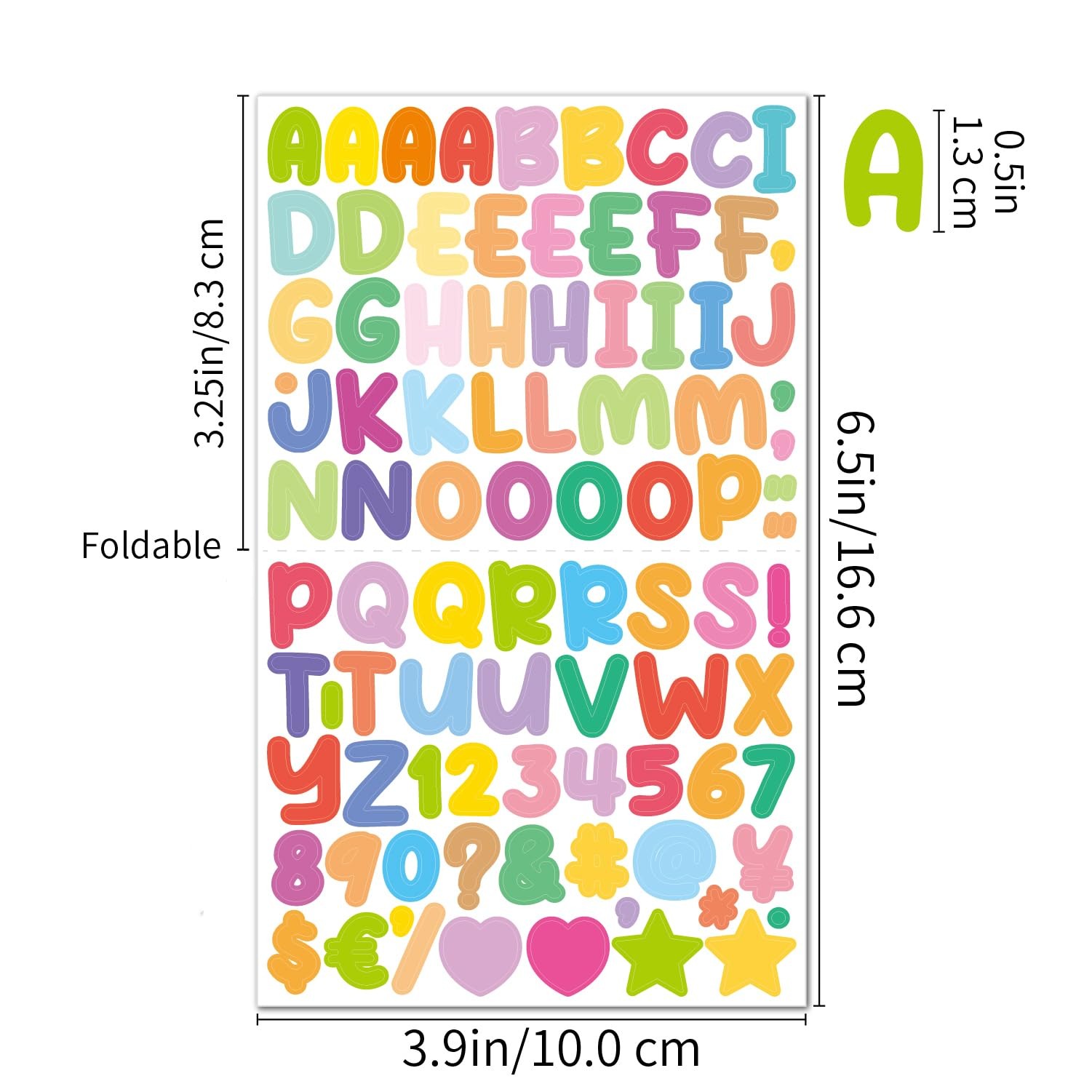 5400 Letter Stickers 60 Sheets Alphabet Stickers 0.5In Vinyl Self-Adhesive Numbe