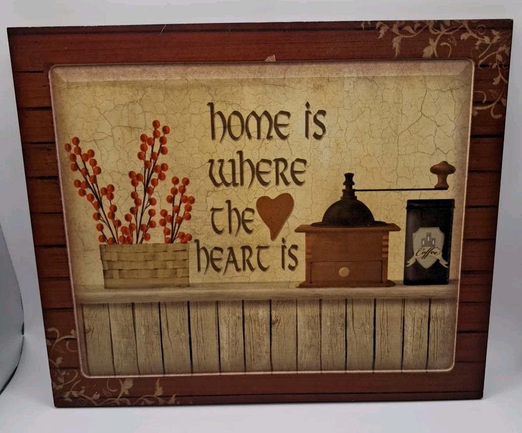 Home Is Where The Heart Is Primitive Antique Style Design Wall Plaque Kitchen…
