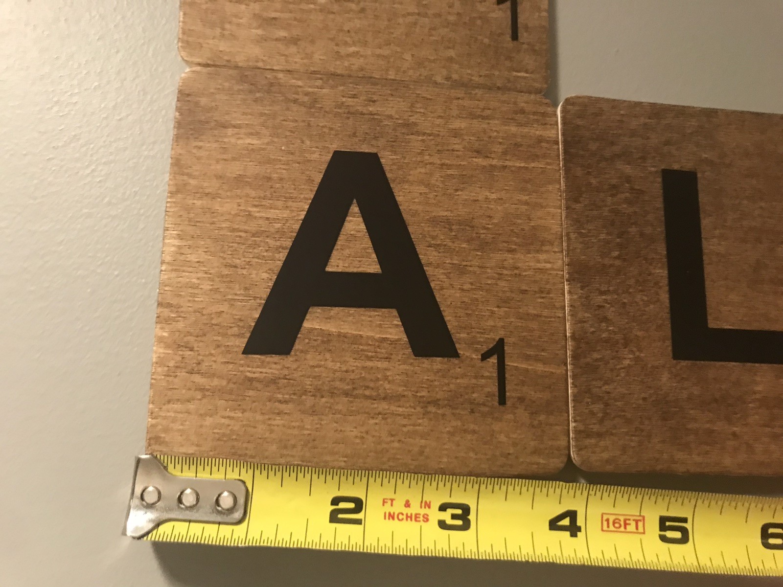 PERSONALIZED HAND CUT LARGE WALL ART SCRABBLE TILES – FINISHED WOOD 4in x 4in