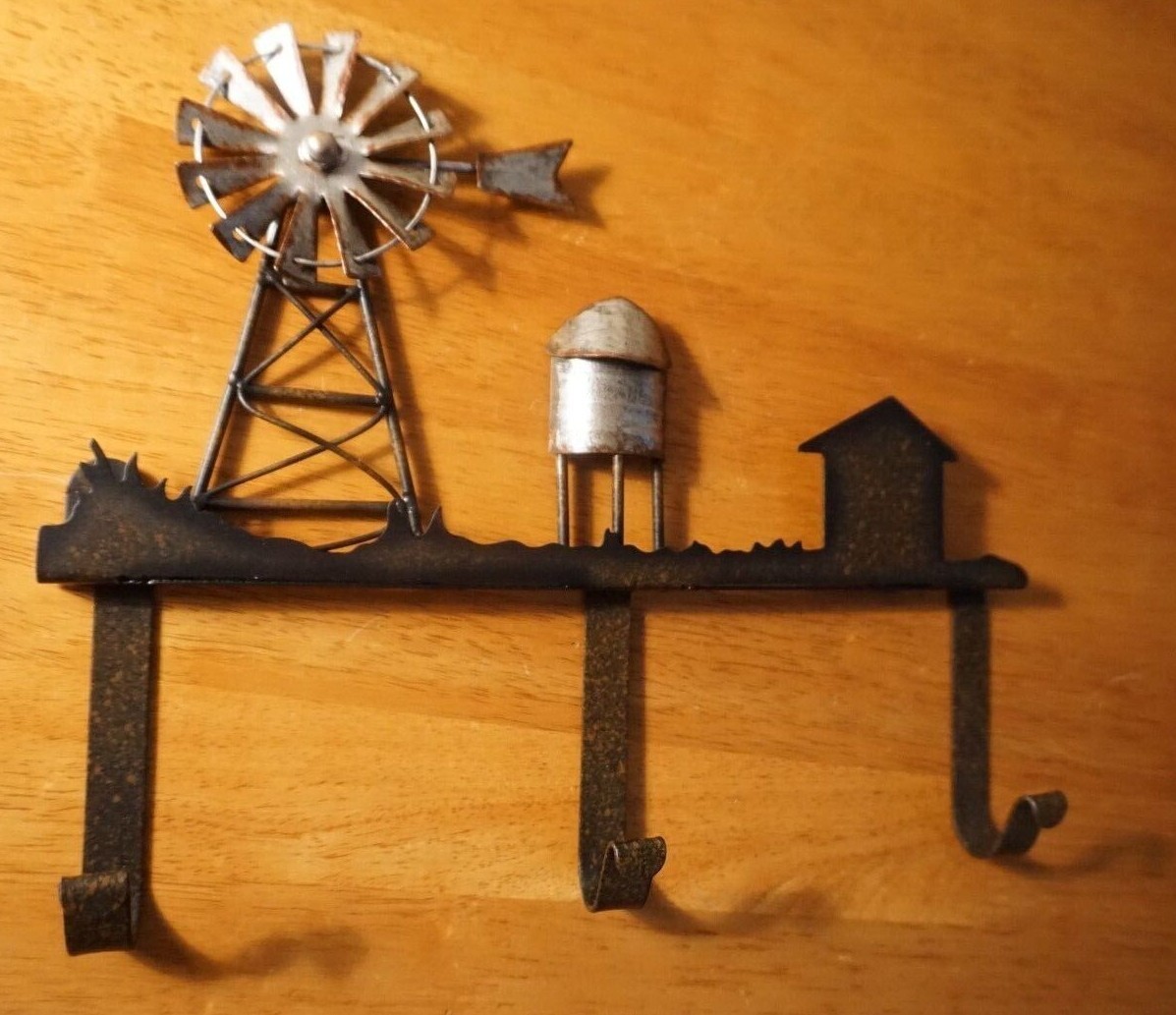 Rustic Country Primitive Windmill Garden Barn Water Tower Hook Farm House Decor