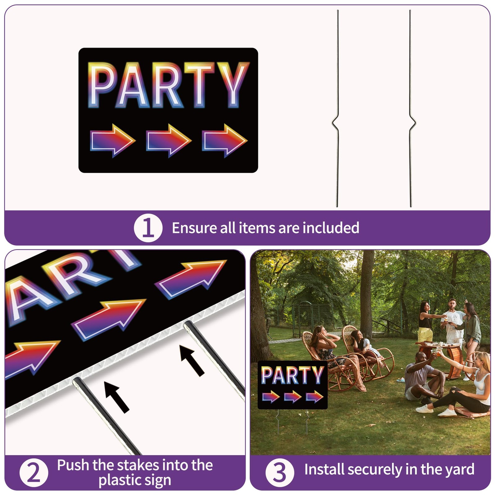 2 Pack Party Signs, Double-Sided Party Sign – 17×12 Inches Corrugated Plastic…