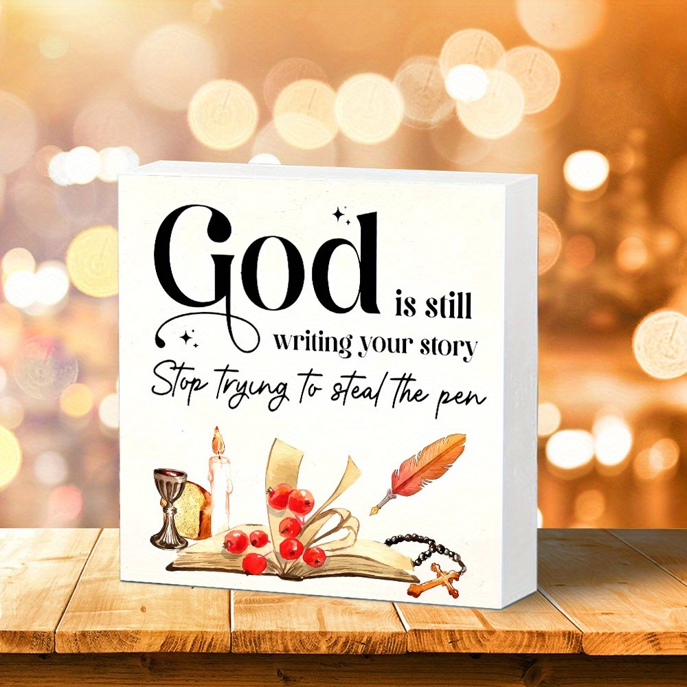 2D Christian Gift “God is Still Writing Your Story” Bible Verse Sign Decoration