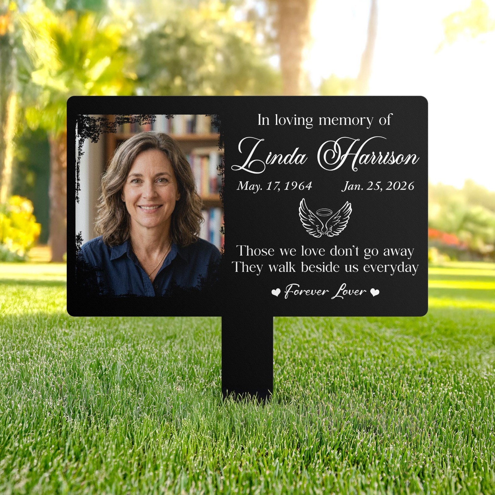 Personalized Photo Memorial Garden Stake, Custom Sympathy Grave Marker Sign