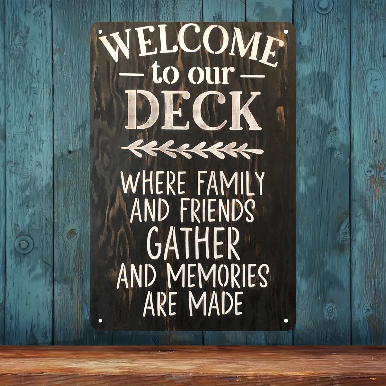 Farmhouse Gathering Deck Metal Sign Indoor Kitchen Bedroom Wall Art