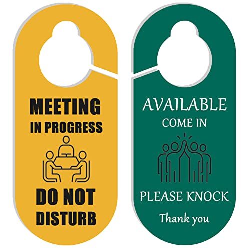 Door Sign, In a Meeting sign for office door, 2 Pack Double Meeting In Progress