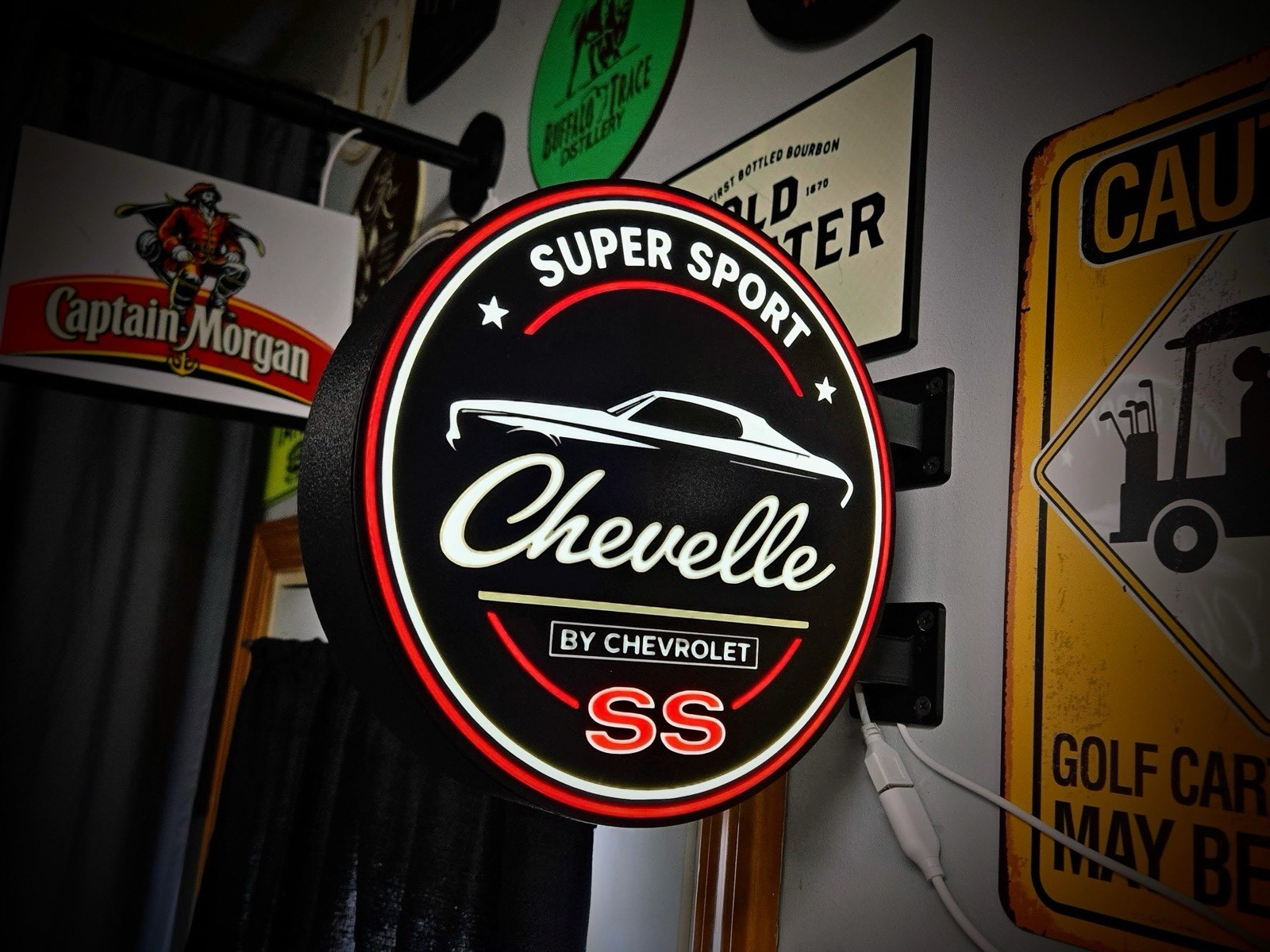 9″ 2-Sided LED Chevelle SS Wall Sign Garage Man Cave Light