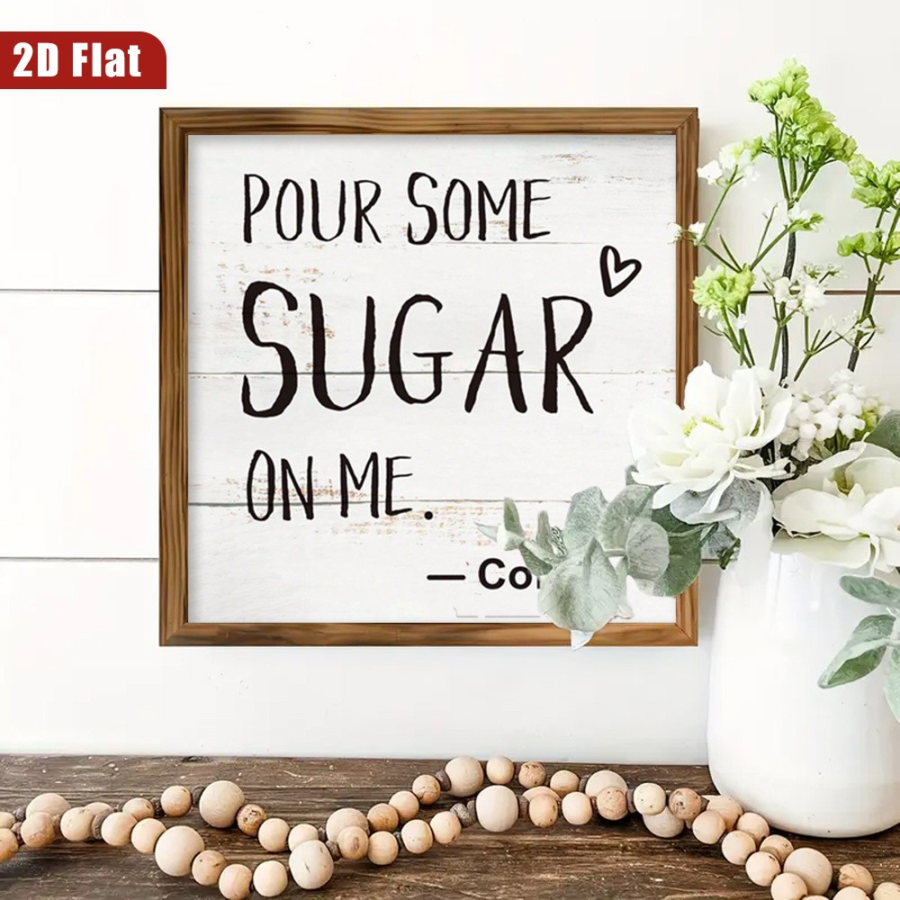 Lightweight Solid Framed Sweet Phrase Wooden Plaque Pantry Breakfast Nook Plaque
