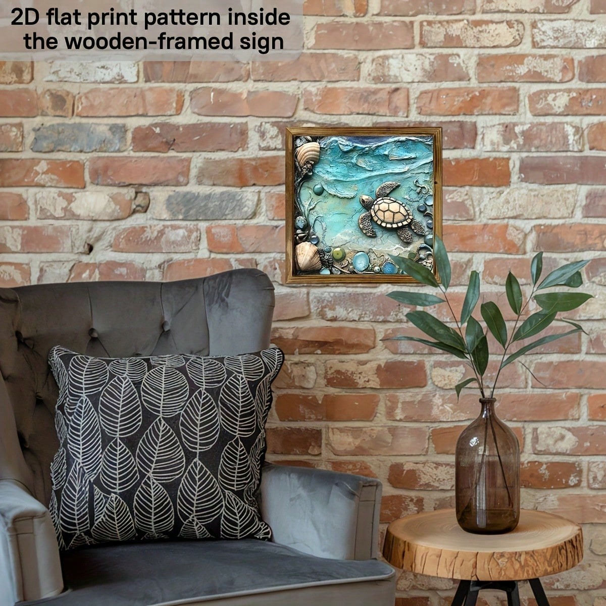 3D Relief Sea Turtle Seashell Ocean Wooden Plaque Coastal Bathroom Wall Decor