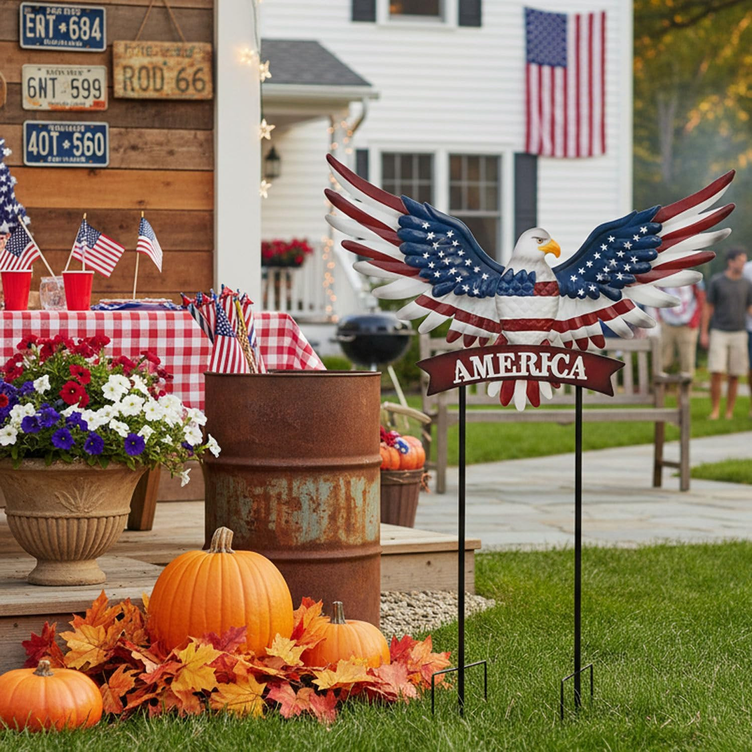 Eagle Patriotic Decor Garden Stakes Decorative Large 35.8In with America Sign, 4