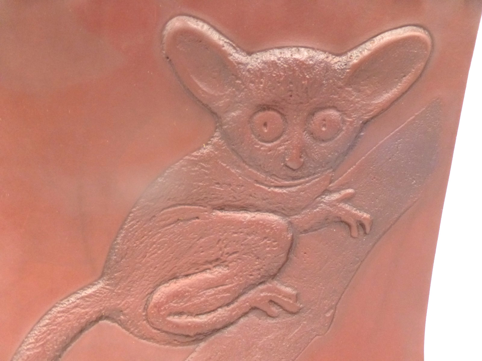 Gray Mouse Lemur Embossed Leather Wall Hanging, 13 X 10, Ready to Hang