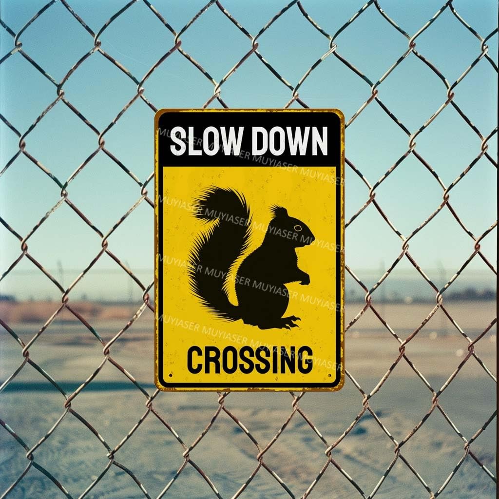MUYIASER Metal Sign Squirrel Slow Down Crossing Sign Aluminum Metal Tin Signs…