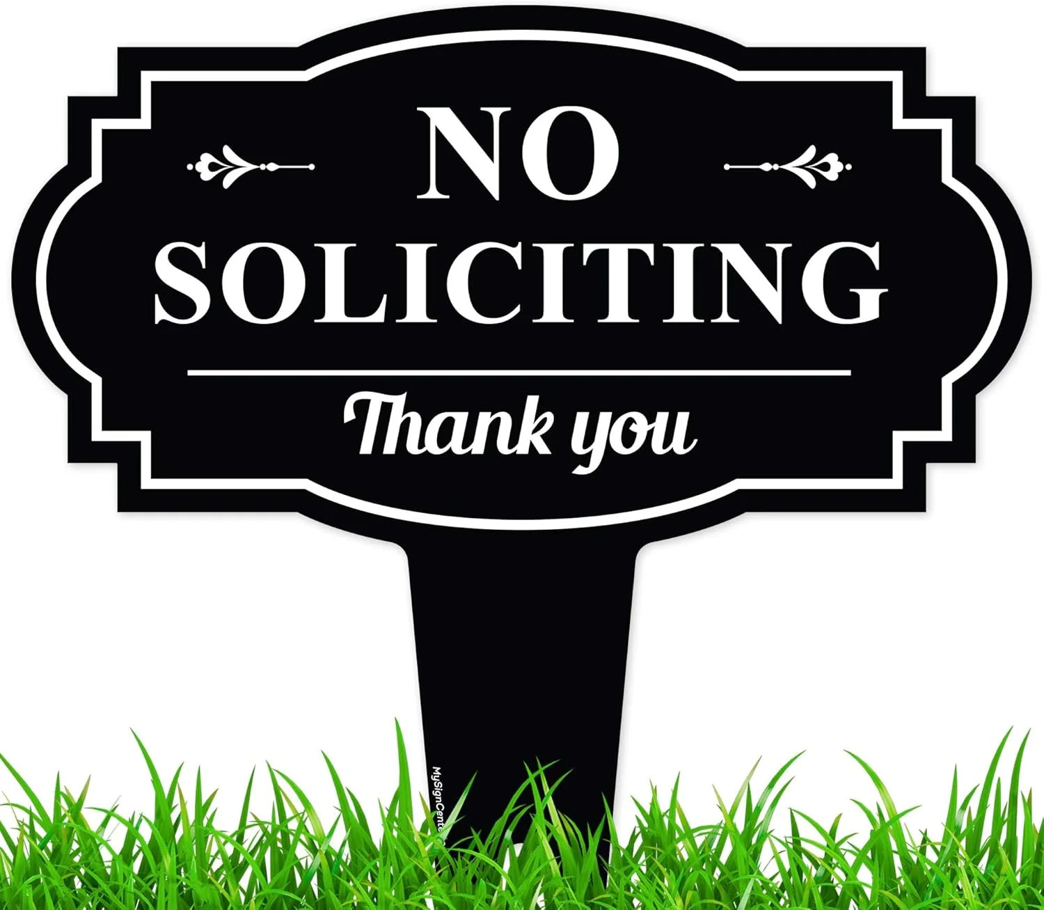 No Soliciting Yard Sign, No Solicitation In Ground 11×11 Inches, Rust Free ACM,