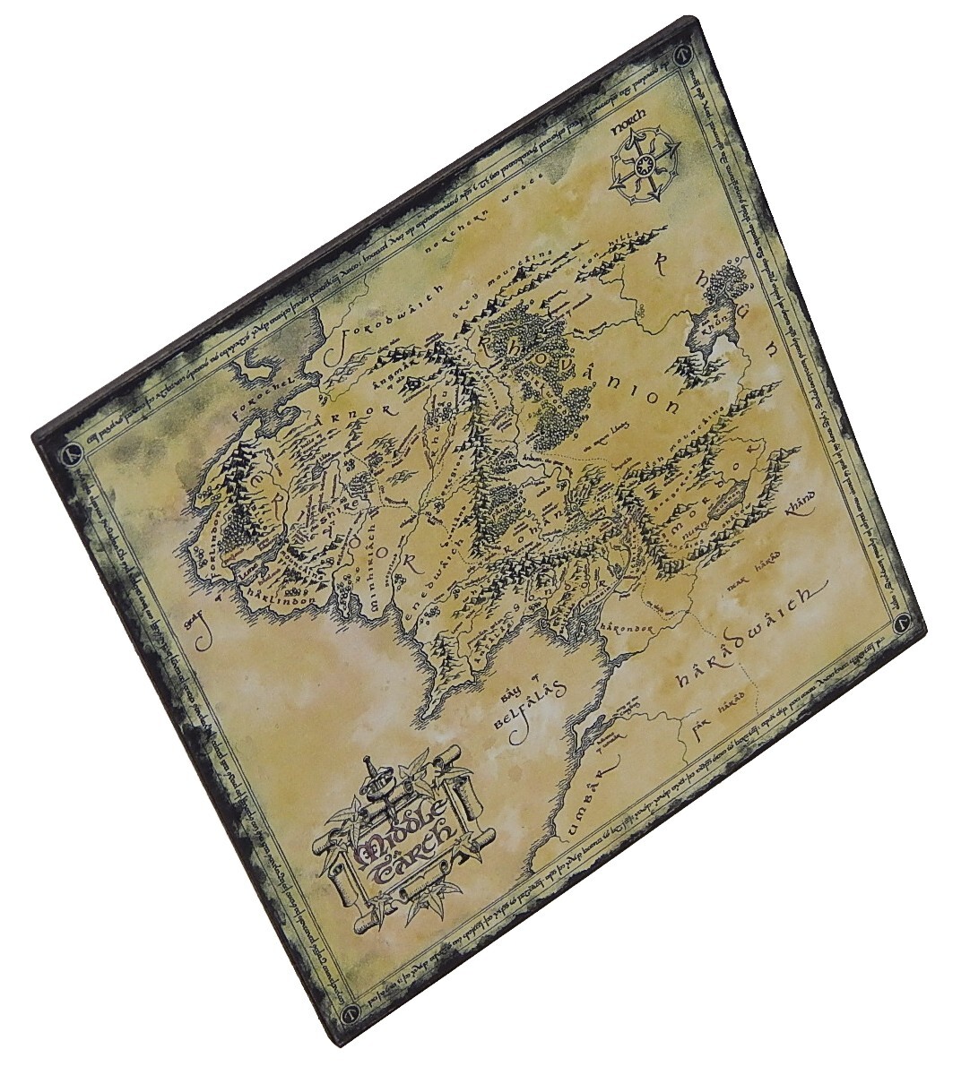 The Lord Of The Rings Hobbit Middle Earth Map Sign Shelf Sitter Wall Art 5″x5″