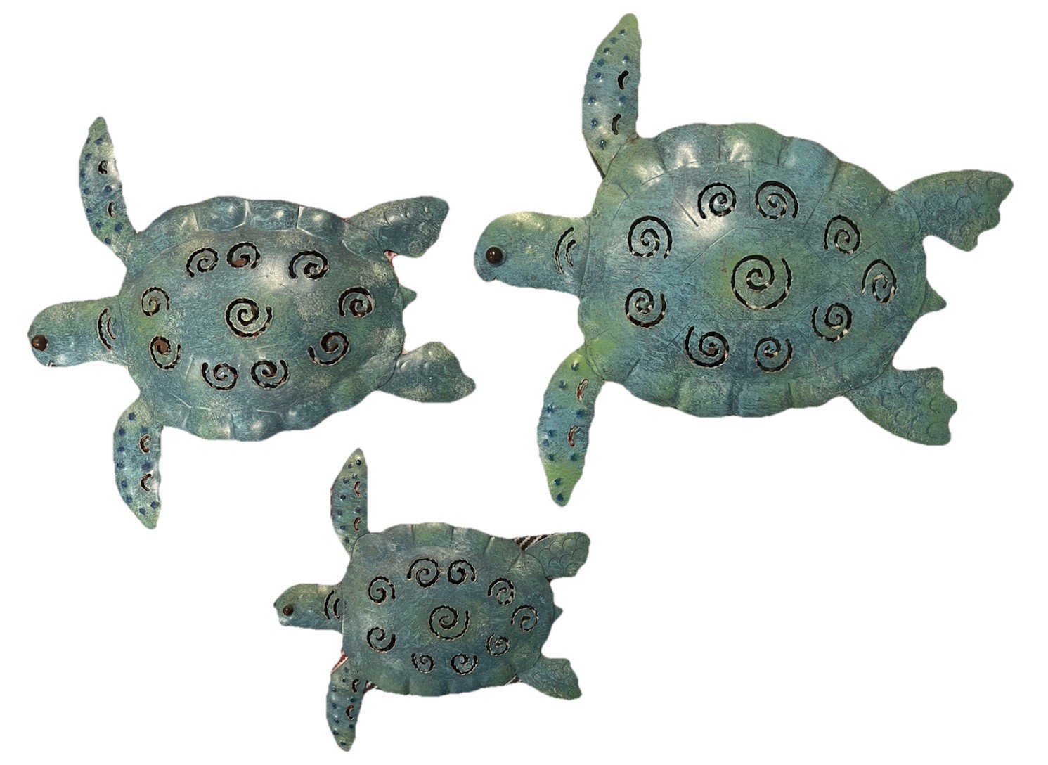Blue Green Sea Turtle Indoor Wall Decor Art ~Set of 3~ Made of light metal