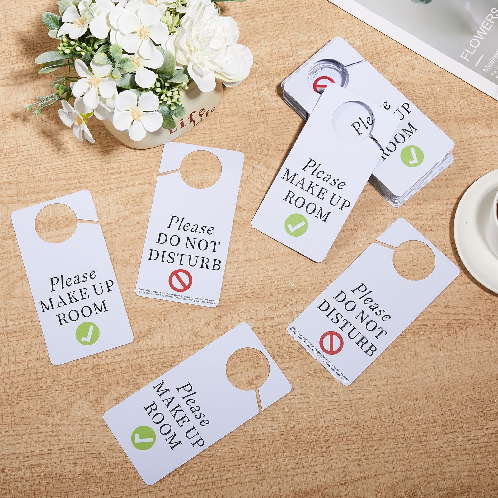 100 Pcs Door Hanger Signs 3″x6″ Please Make Up Room Do Not Disturb Thick PVC for