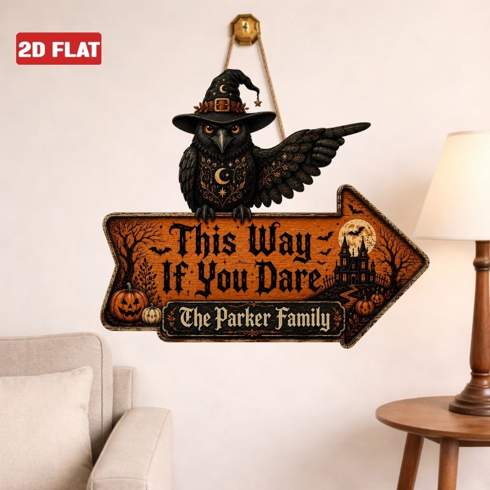 Personalize Halloween Owl Door Sign This Way If You Dare Front Porch Door Hanger