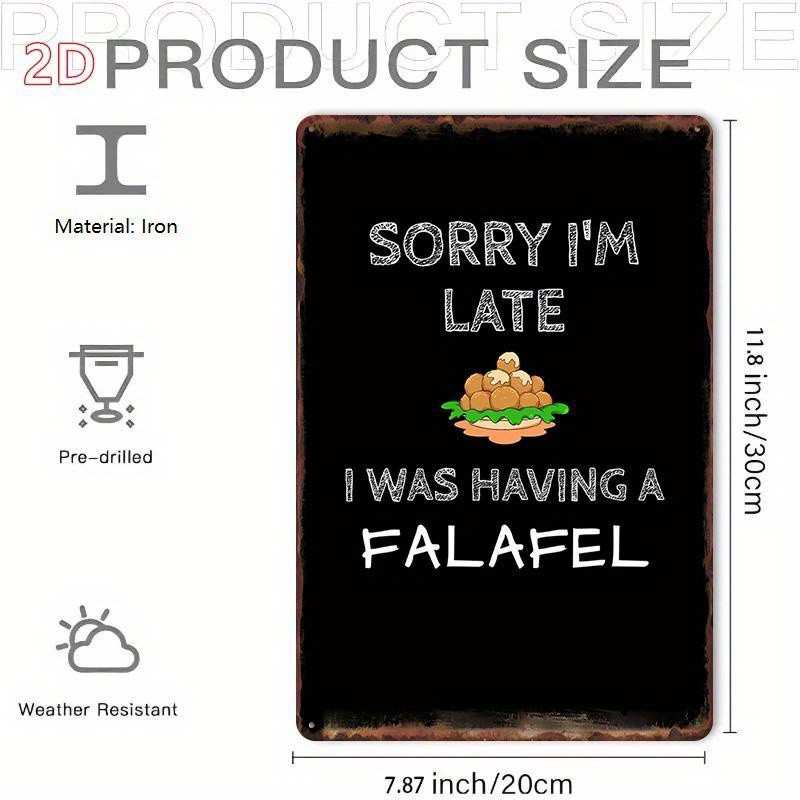 Arabic English Falafel Metal Wall Sign Kitchen Decor