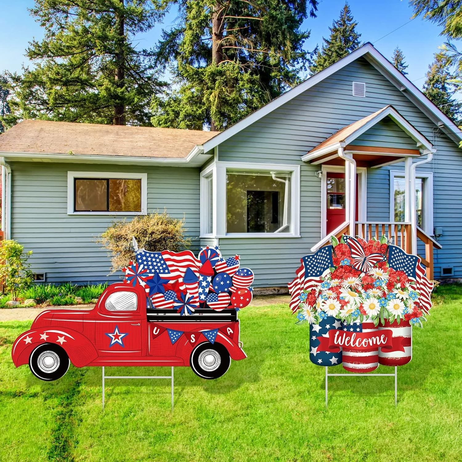 2 Psc 4th of July Yard Sign Patriotic Decorations Outdoor 250th Anniversary