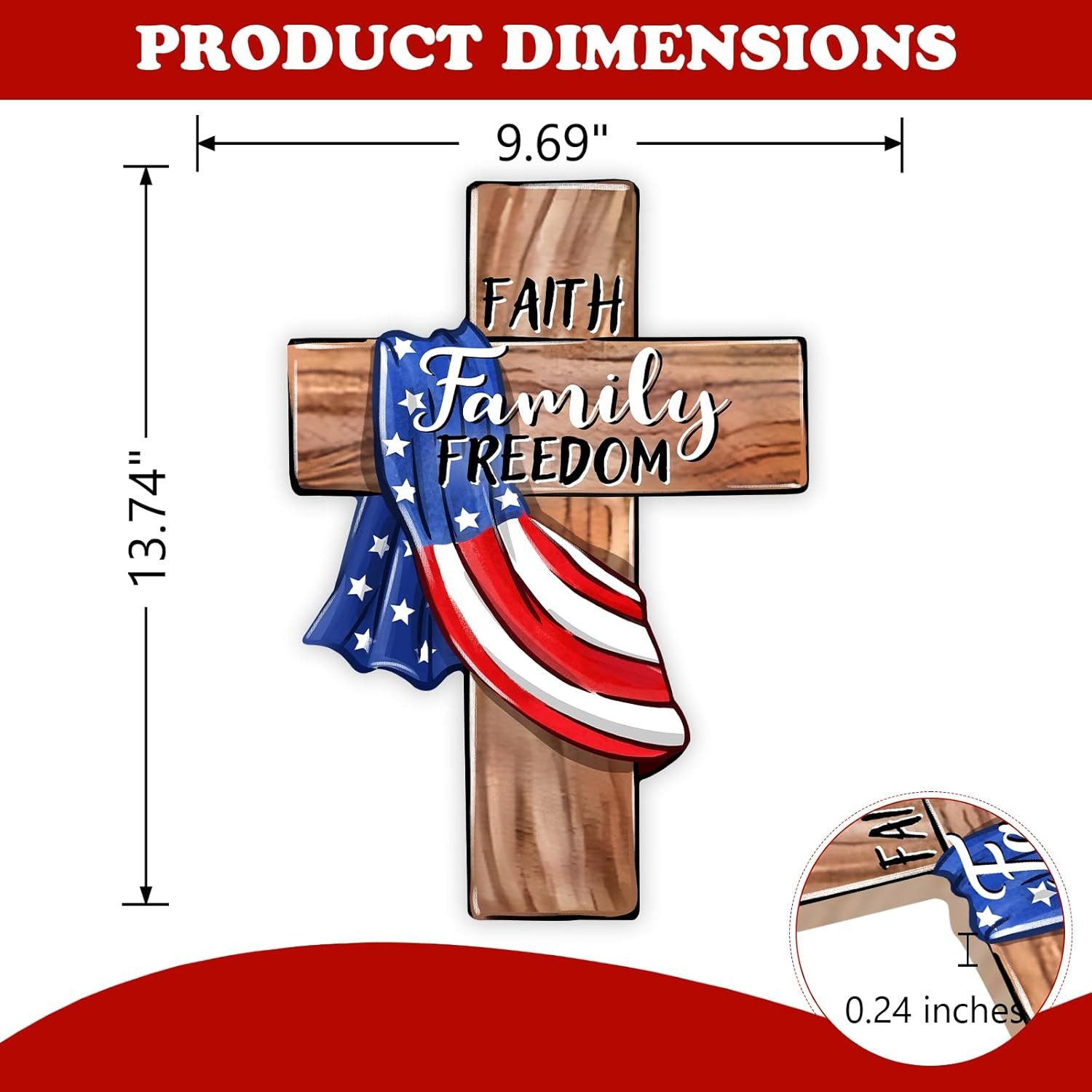 Memorial Day 4Th of July Cross Christian Front Door Sign, Patriotic America Reli