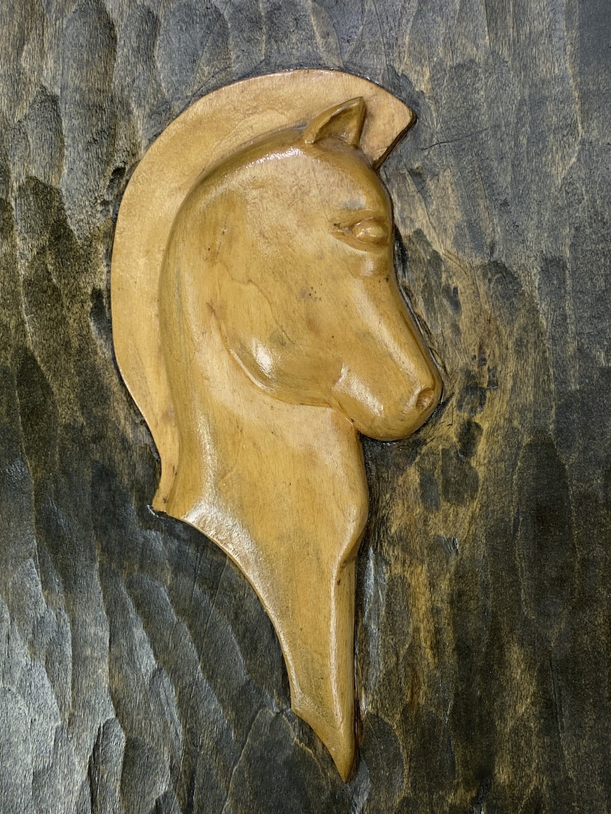 Horse Modern Primitive Rustic Carved Wood Plaque Sign Western Trojan