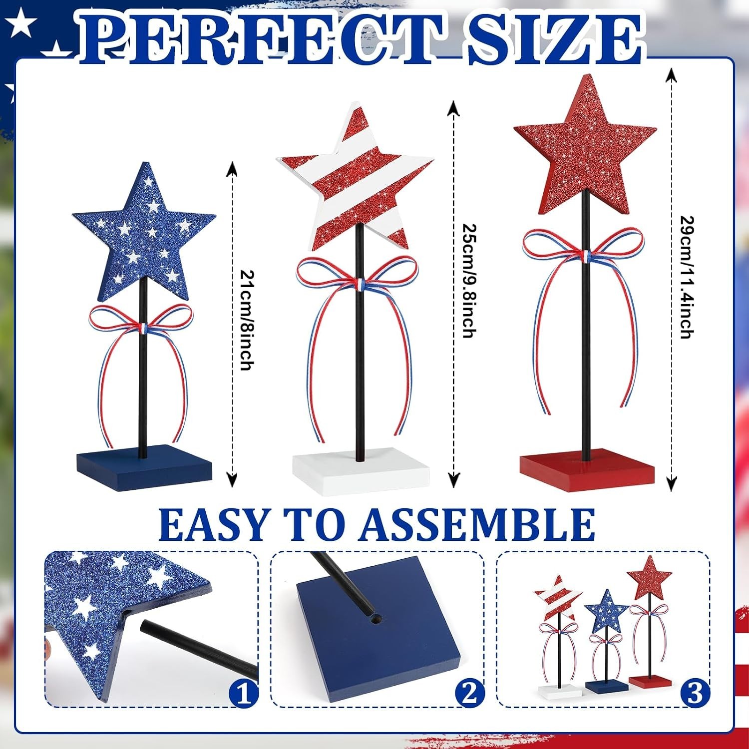 Elegant Patriotic Wooden Star Decorations – Ideal for All Seasonal Celebrations