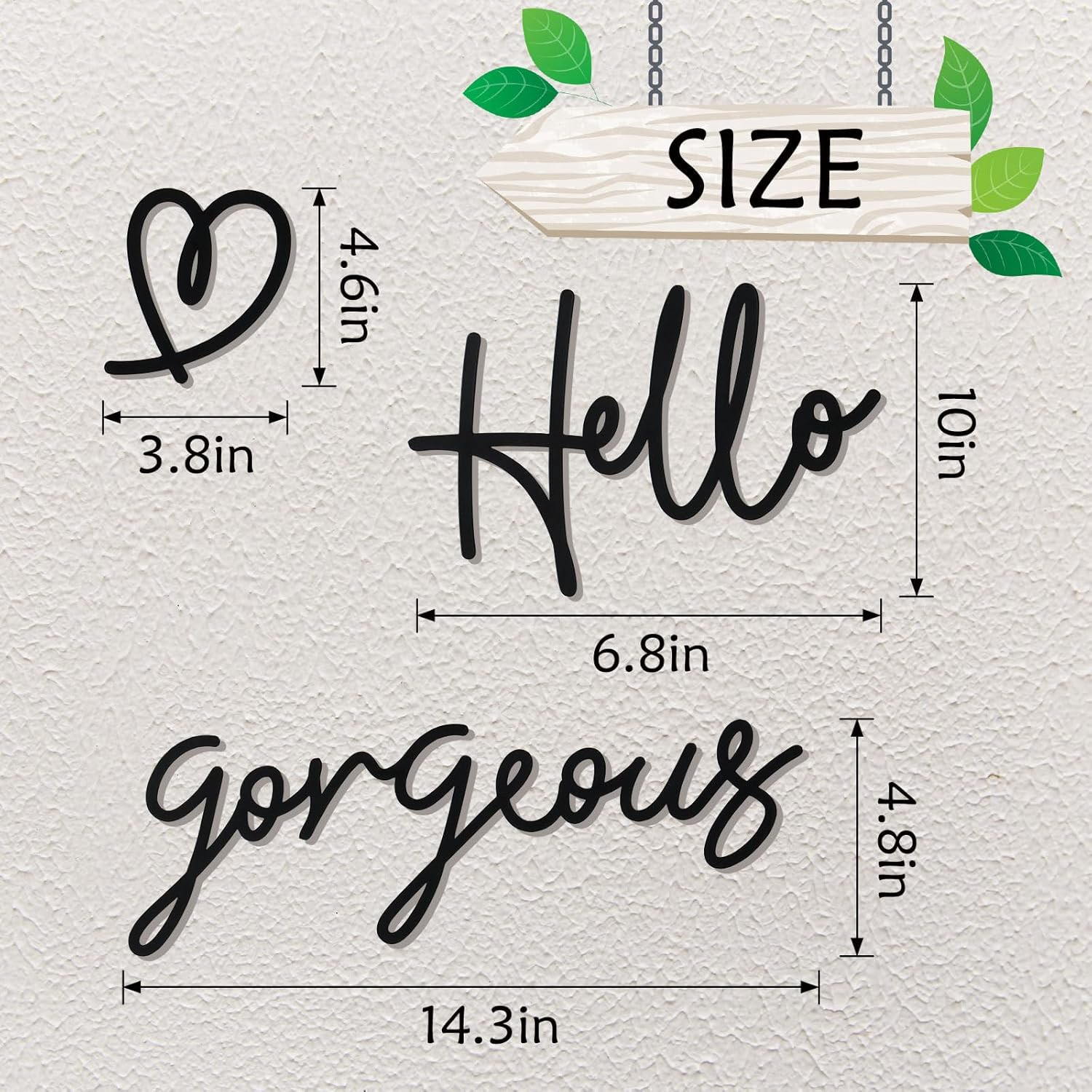 Hello Gorgeous Heart Sign Wall Decor Black Metal Wall Decor Modern Hello Gorgeou