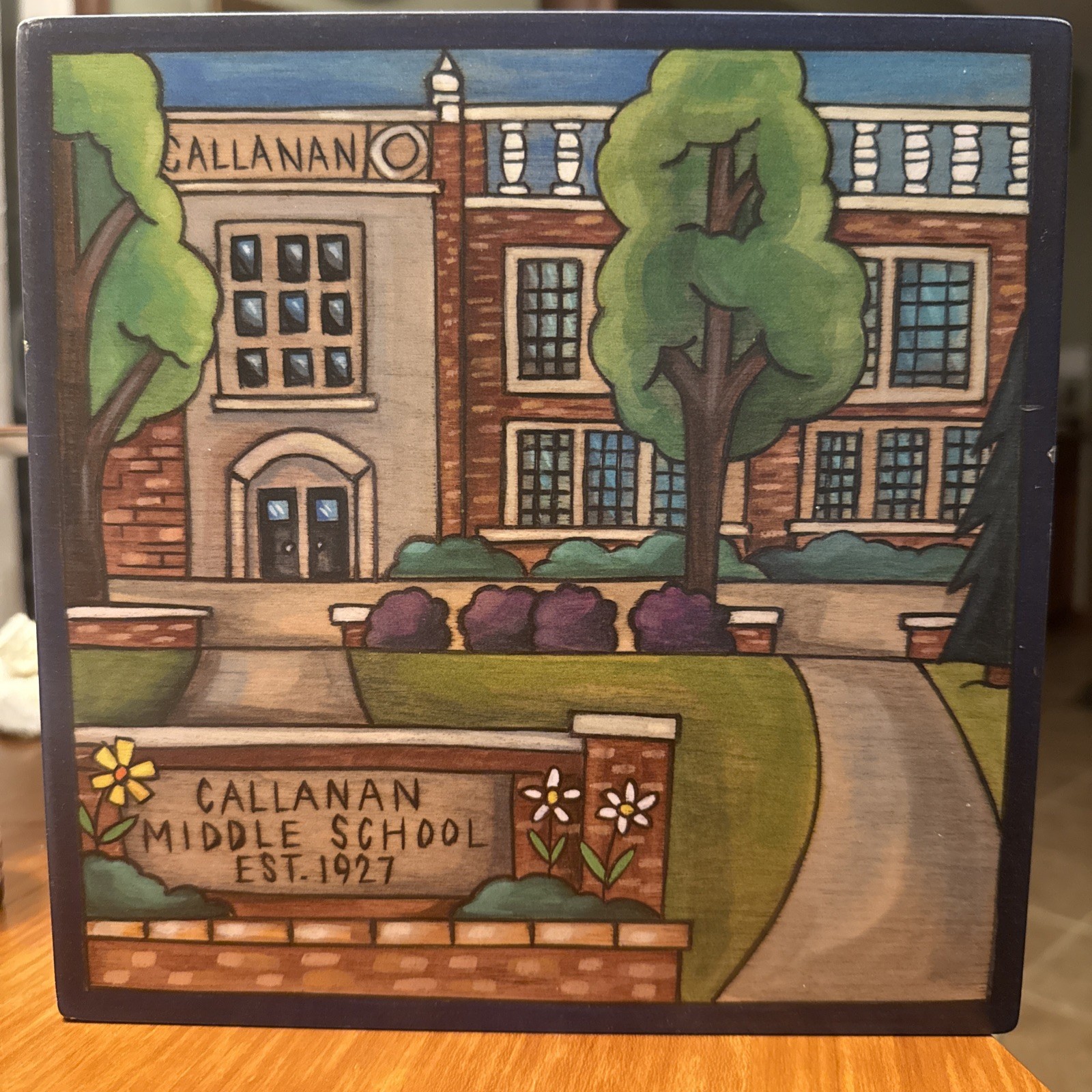 Sincerely Sticks Des Moines Callanan Public School Colorful Wall Plaque 9” x 9”