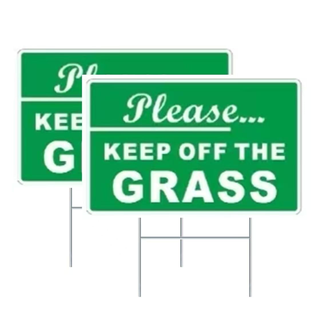 2 PCS Please Keep Off Grass Sign Double Sided Corrugated Plastic 12×8 Inch