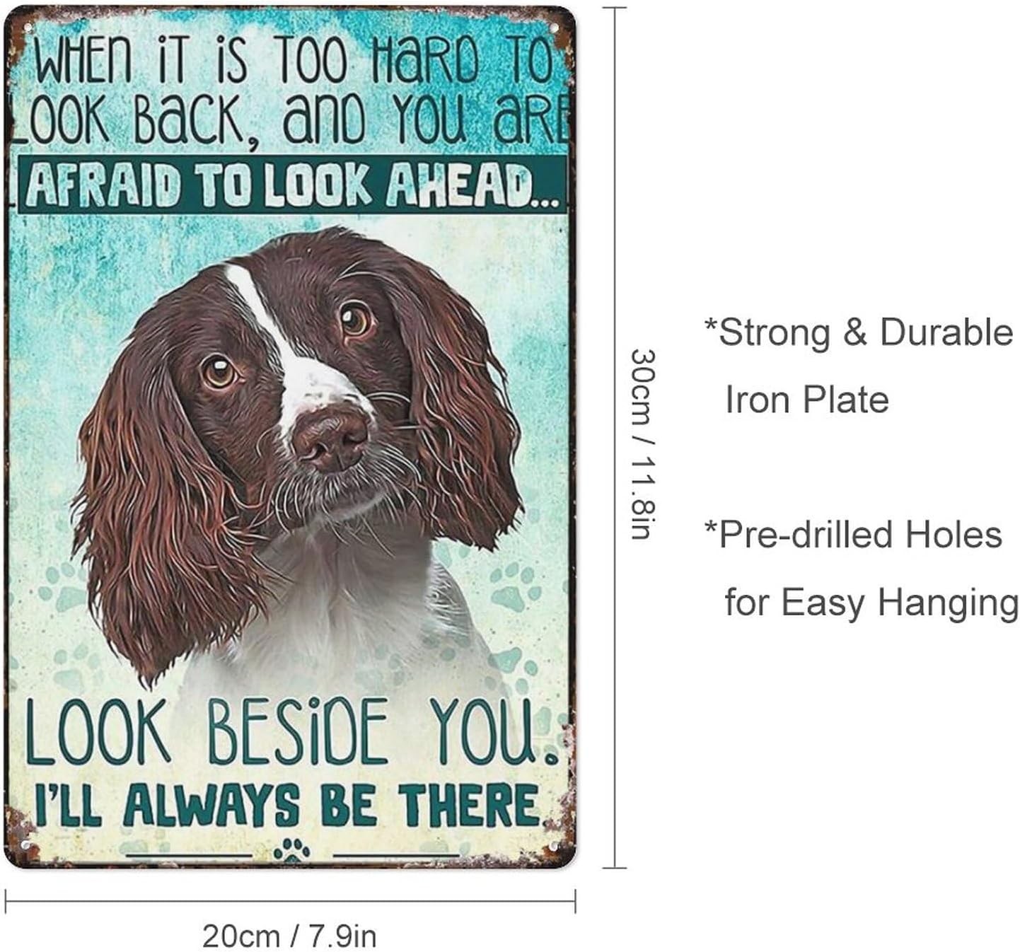 Vintage Tin Metal Signs English Springer Spaniel Look Right Beside You And I’Ll