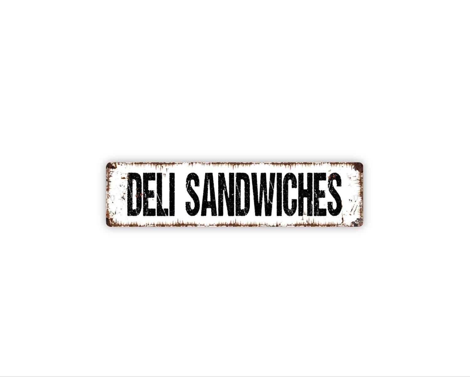 Deli Sandwiches Sign | Rustic Restaurant or Kitchen Wall Sign for Café, Diner,