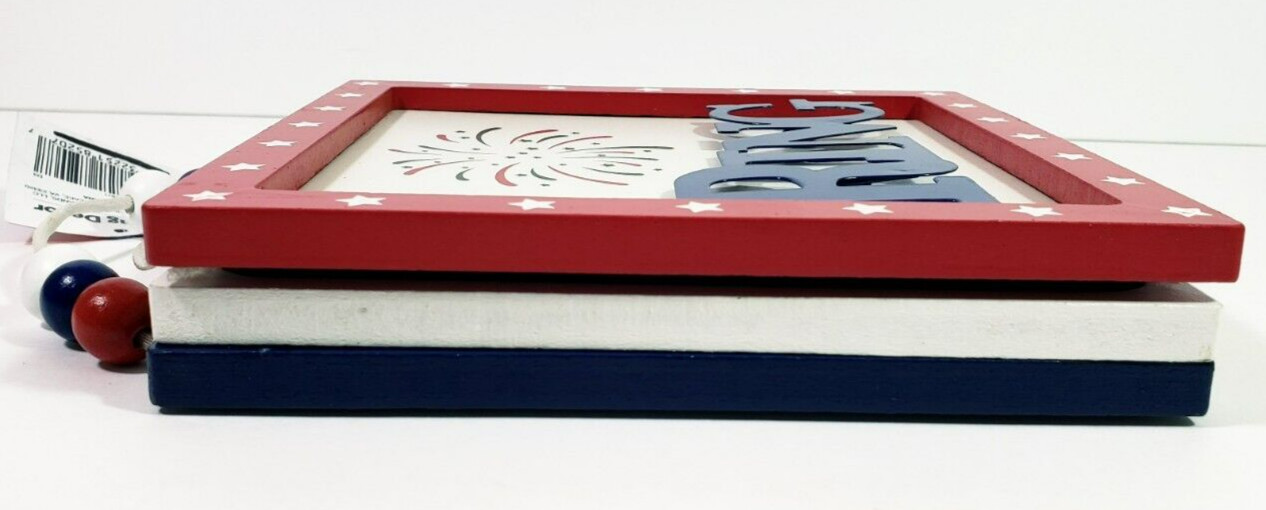 Let Freedom Ring Patriotic Hanging Sign Wood and Metal 23.25 in x 6.5 in NWT