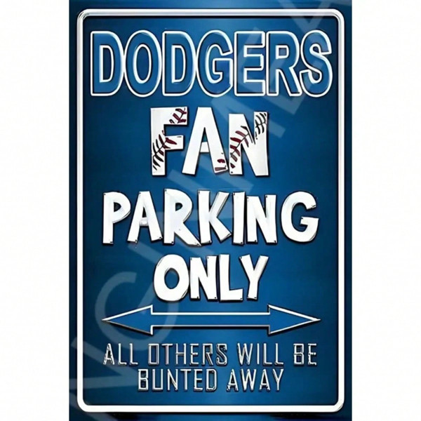 Los Angeles Dodgers Fan Parking Only Metal Sign Garage Outdoor Parking Wall Art