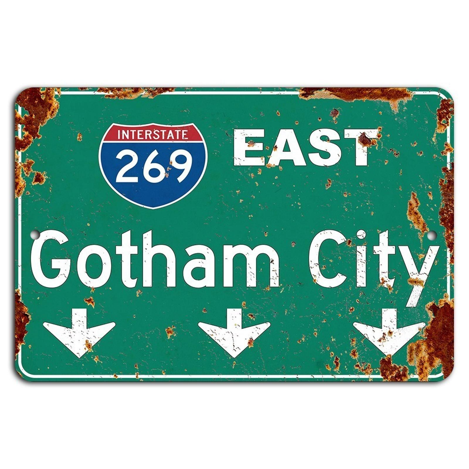 Gotham City Sign BanginPrints Rustic Aluminum Metal Plaque 12×18