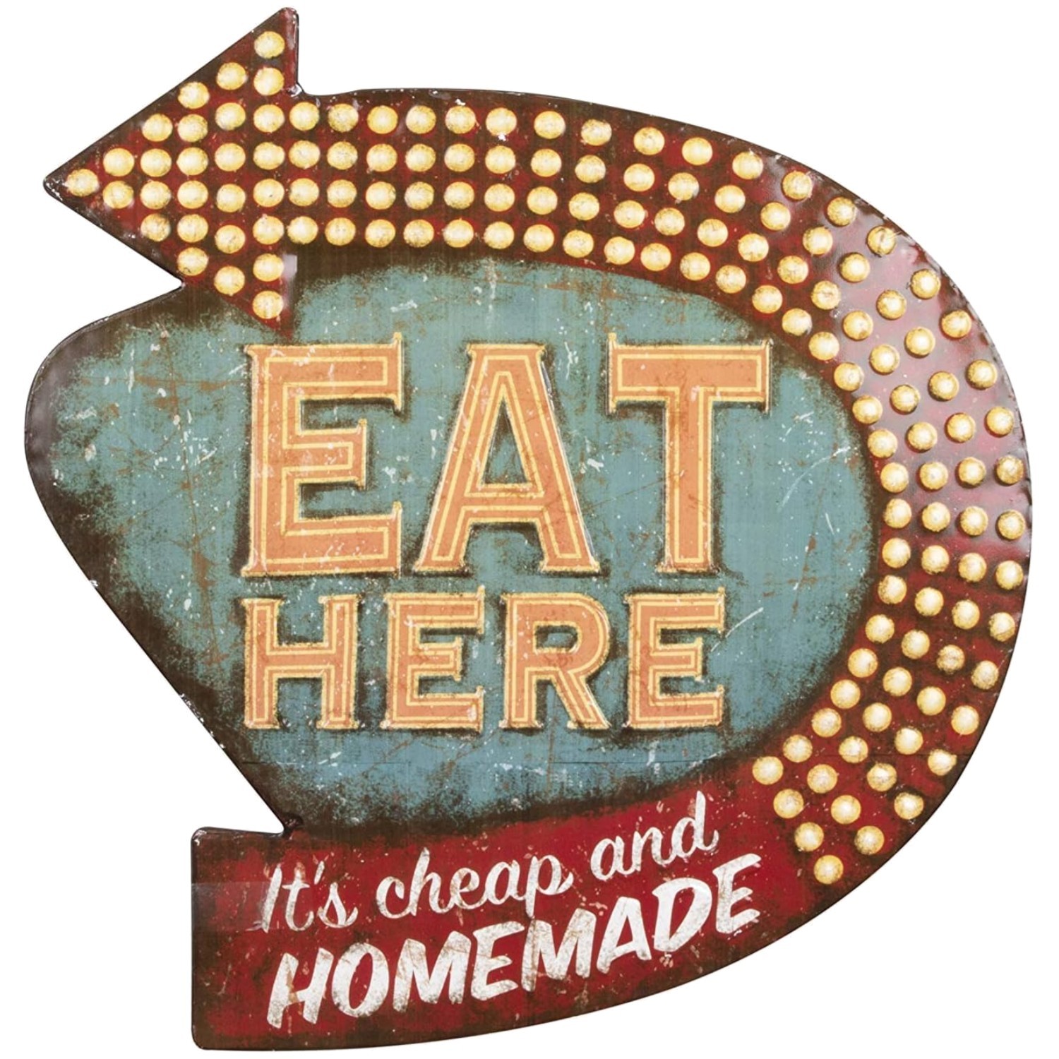 Fun Retro Wall Decor – Multicolor “Eat Here” Sign