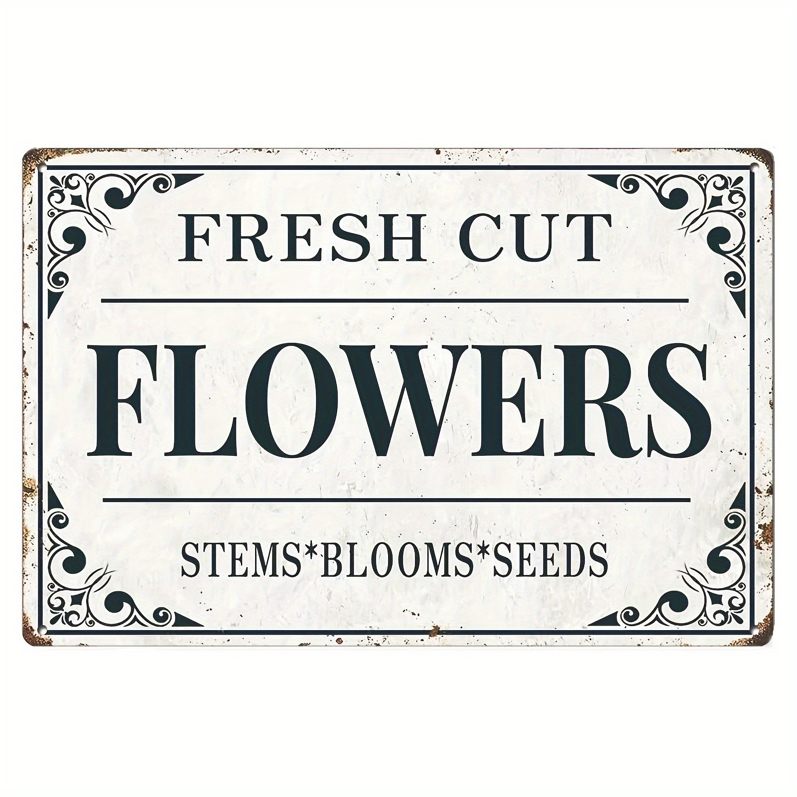Minimalist Fresh Cut Flowers Metal Sign Rustic Floral Shop Kitchen Hanging Decor