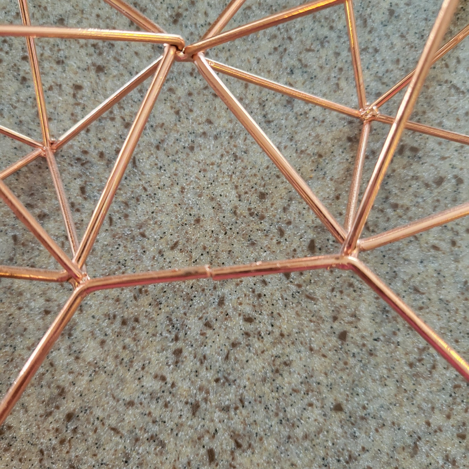 Geometric Himmeli wall hanging wreath copper finished metal 12″ rustic abstract