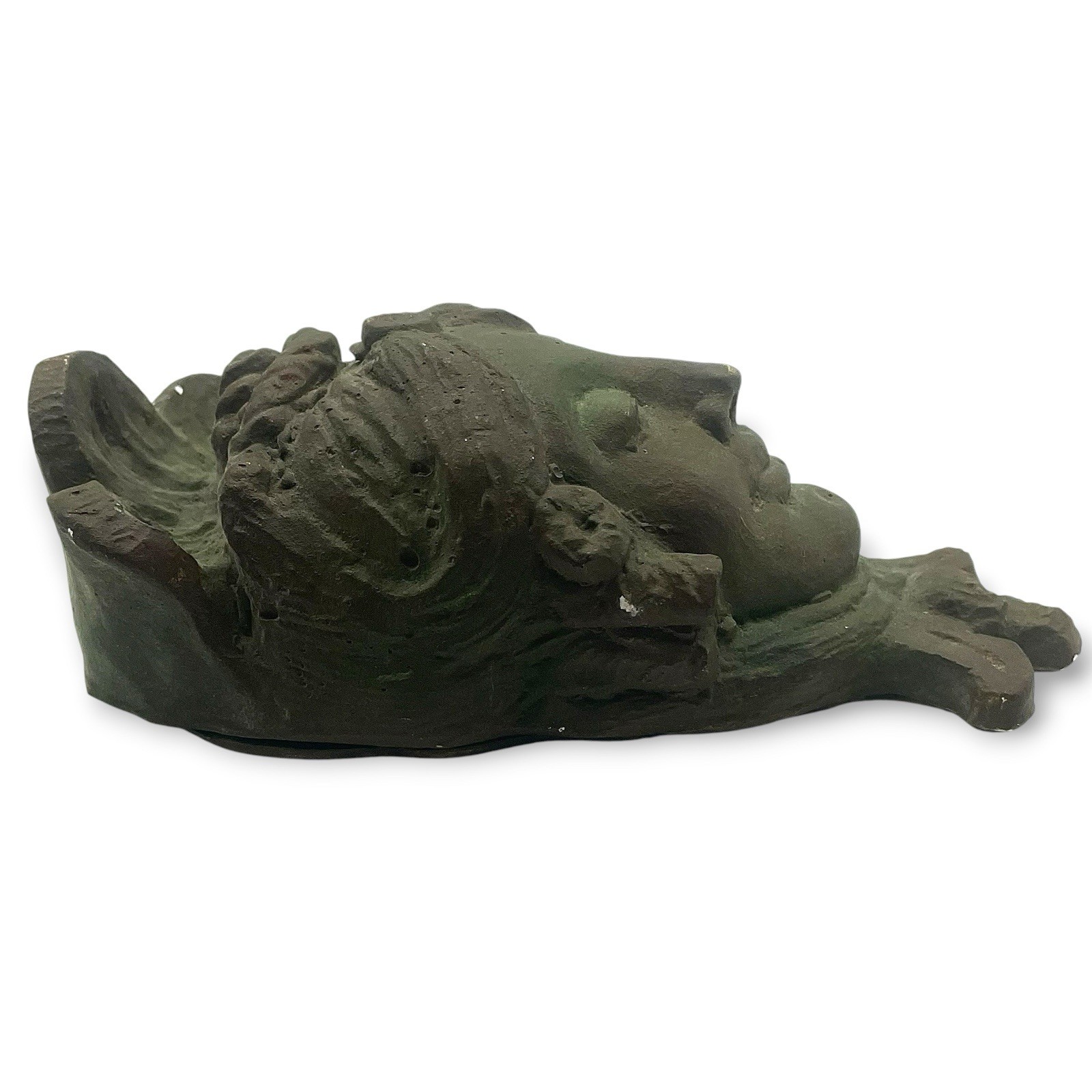 Classical Solid Chalkware Plaster LADY FACE Wall Hanging Antique Bronzed EUC