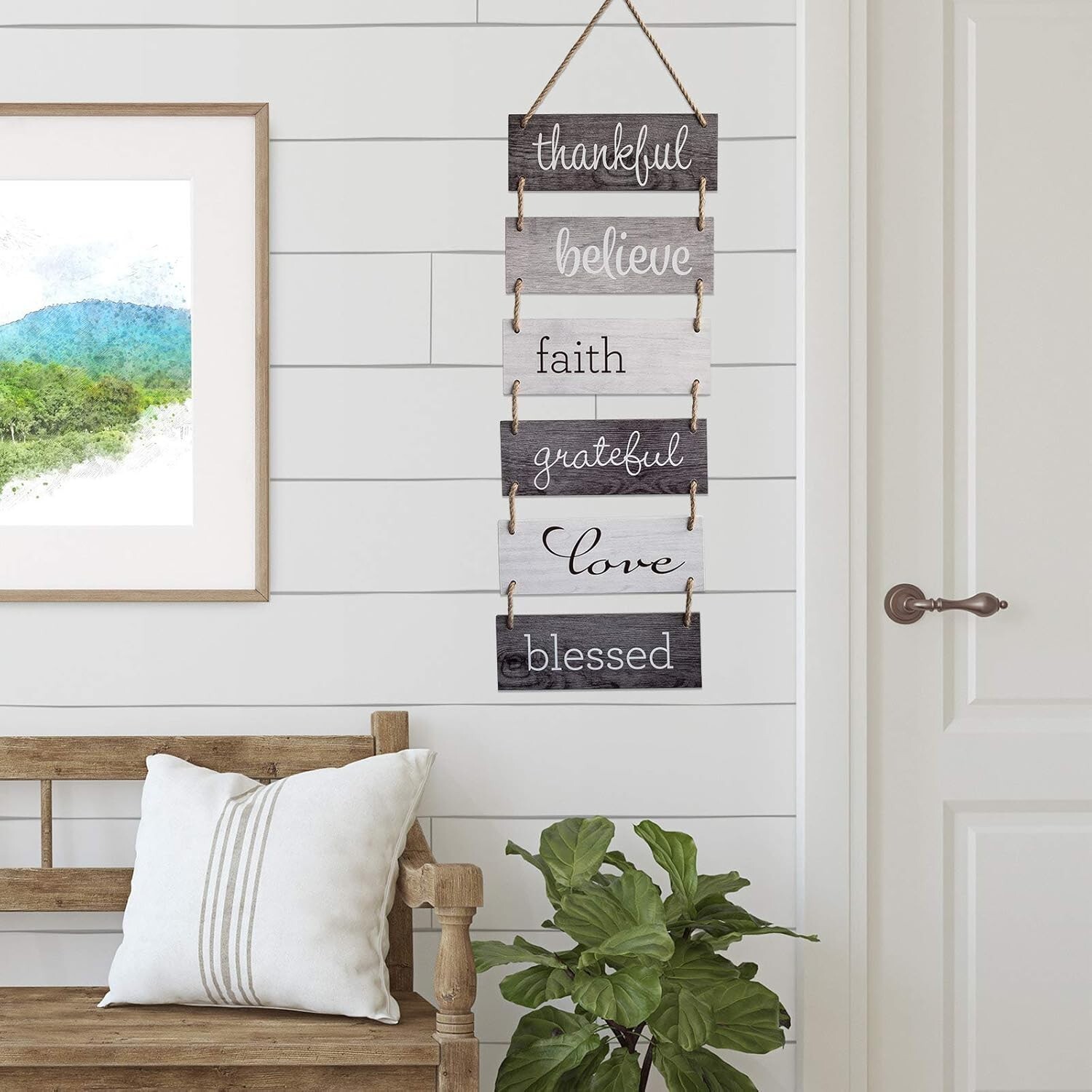 Multi-Colored Hanging Wood Plaque: Inspirational Rustic Decor – 32″ Long