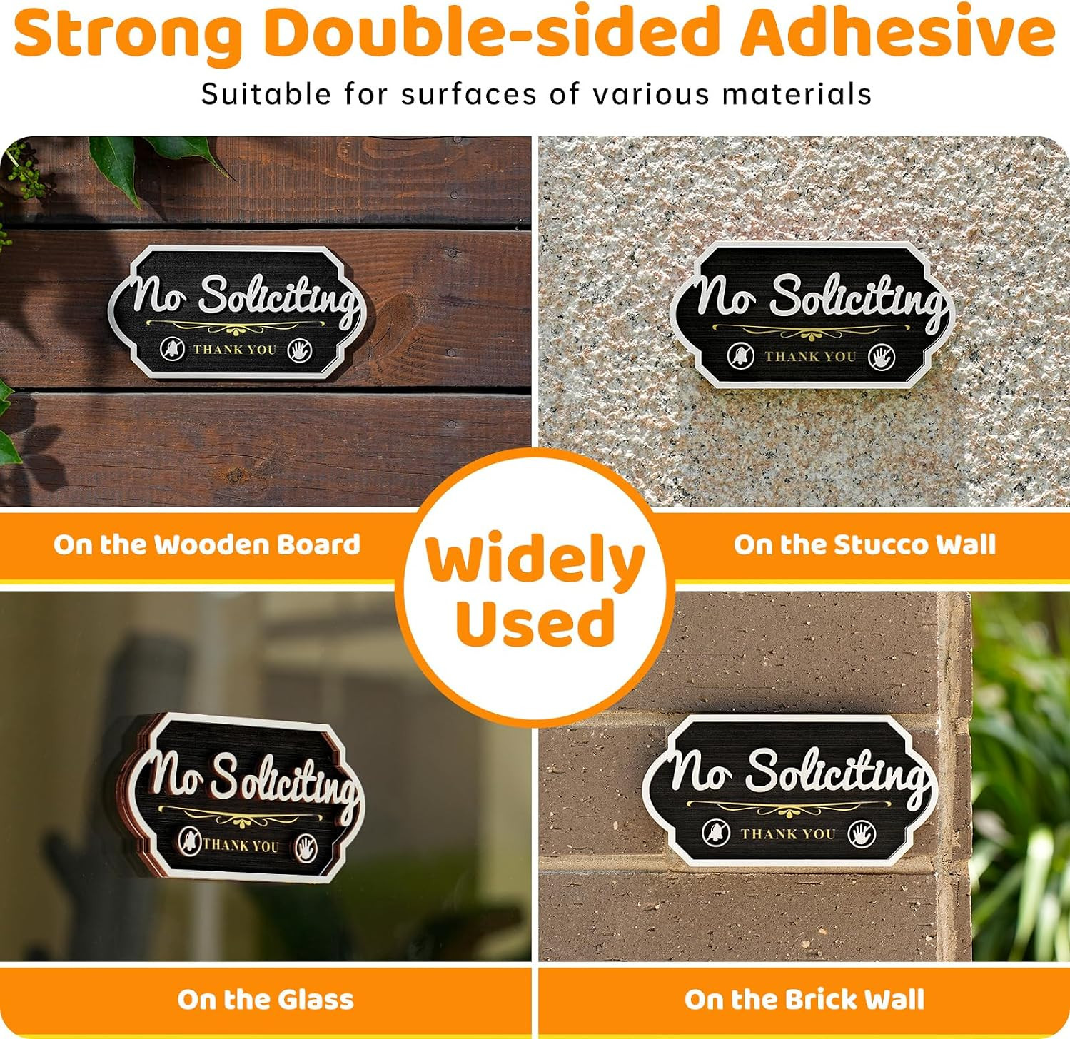 No Soliciting Sign For House, 2 Pcs Wooden No Soliciting Sign For Front Door