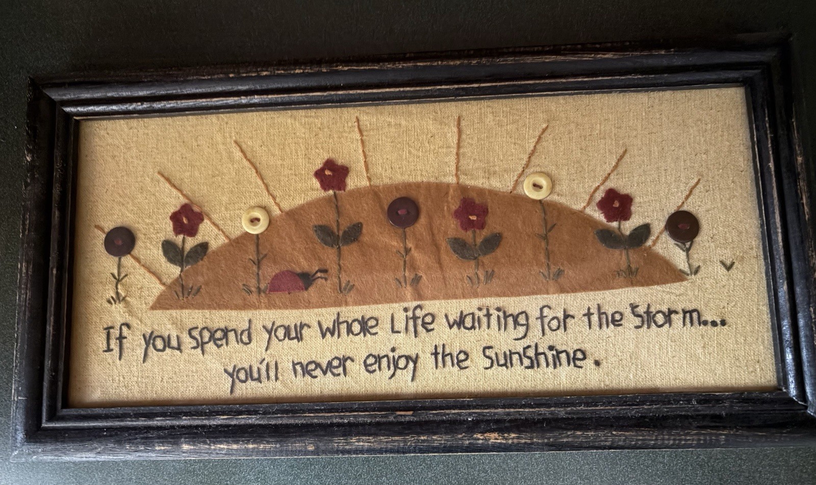 Rustic Wood Framed Floral Quote Plaque Wall Mounted Hanging Horizontal