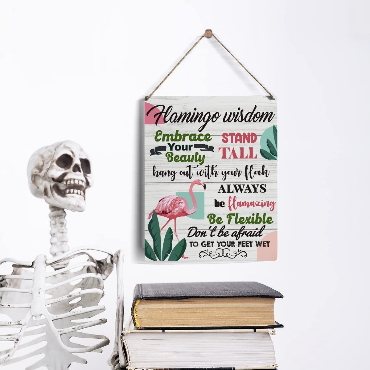 IAXIC Pink Flamingo Sign Gifts, Rustic 8 x 10 Inches., colorful287