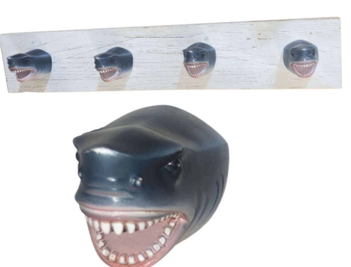 Shark Hooks Wall Decor Wood Sign 23 in. x 4.5 in. Sea Life