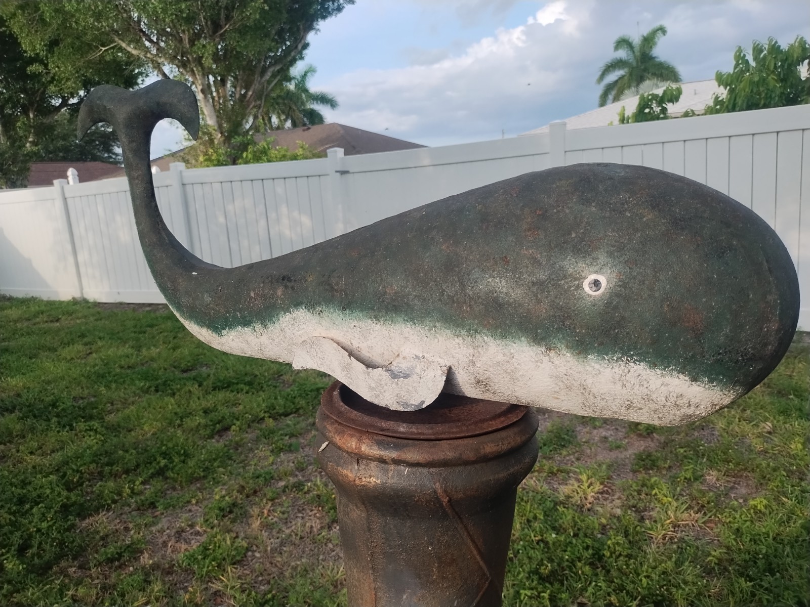 Large 29″ Handmade Whale Tin Hanging Trade Fish Sign Sculpture