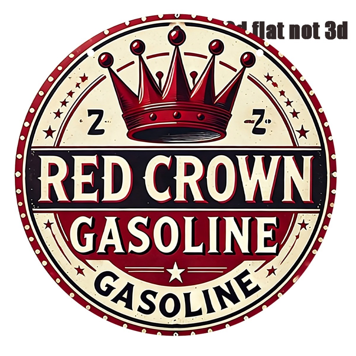 Metal Tin Sign Red Crown Gasoline Vintage Aluminum Sign 8 Inch Round Funny
